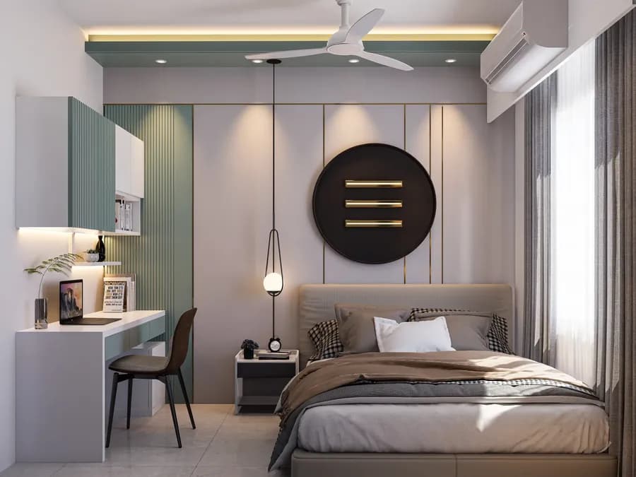 Luxurious bedroom design with soft lighting