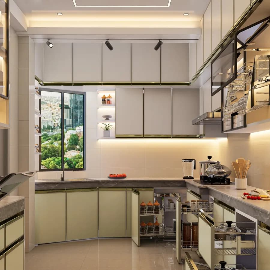 Modern kitchen cabinet interior design in Bangladesh