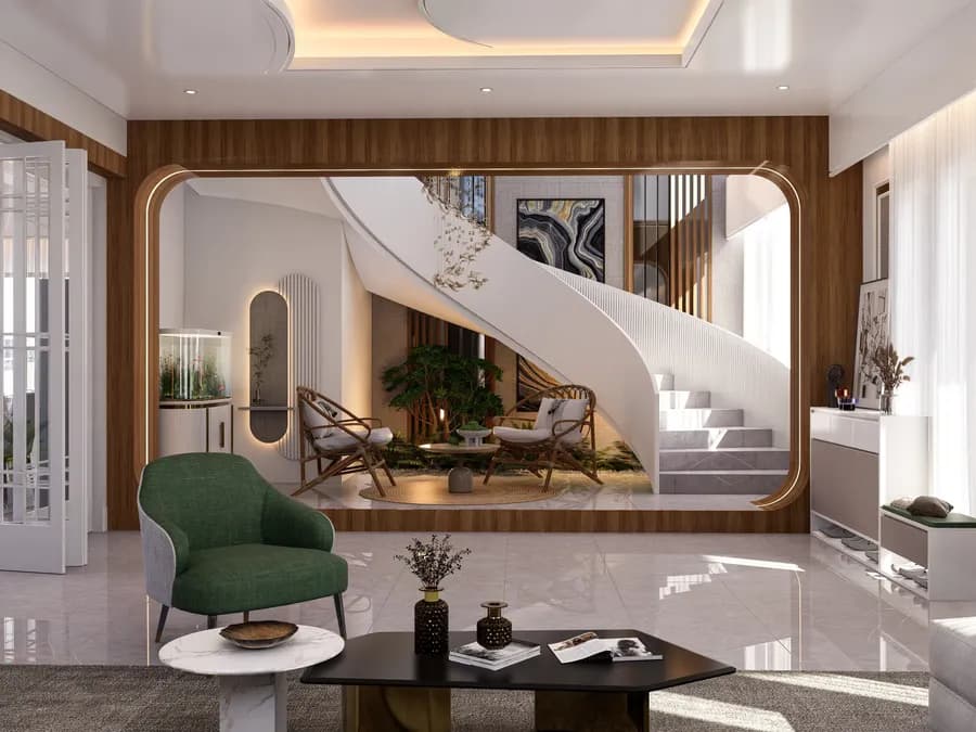 Modern duplex house with artistic living space design