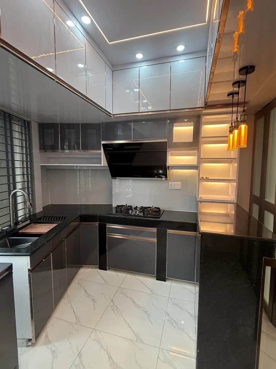 Open-concept kitchen with modern cabinet design