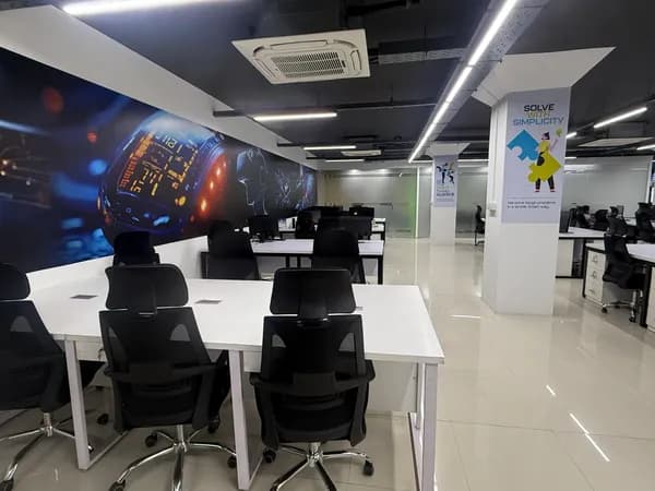Corporate office interior with custom branding