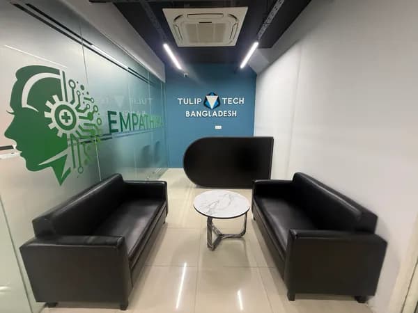 Elegant reception area design for IT company in Dhaka