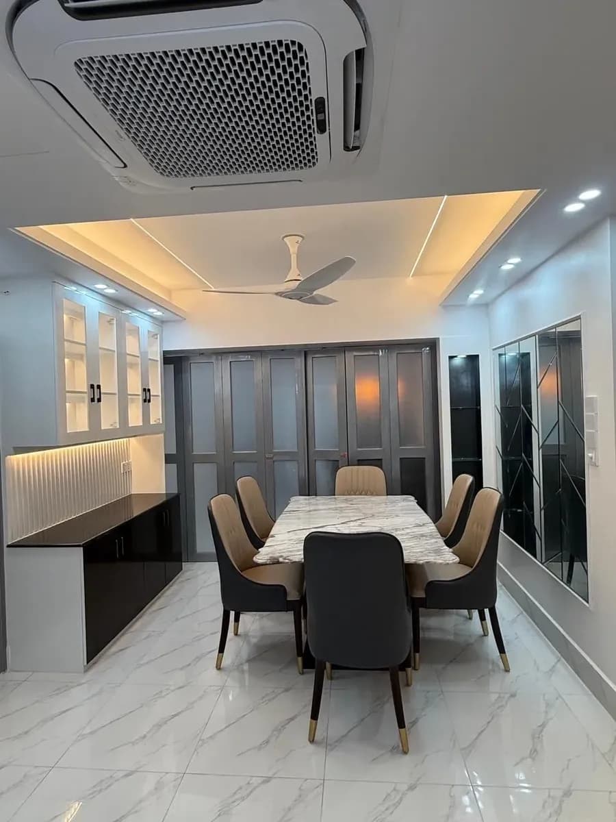 Elegant luxury apartment with modern living and dining décor