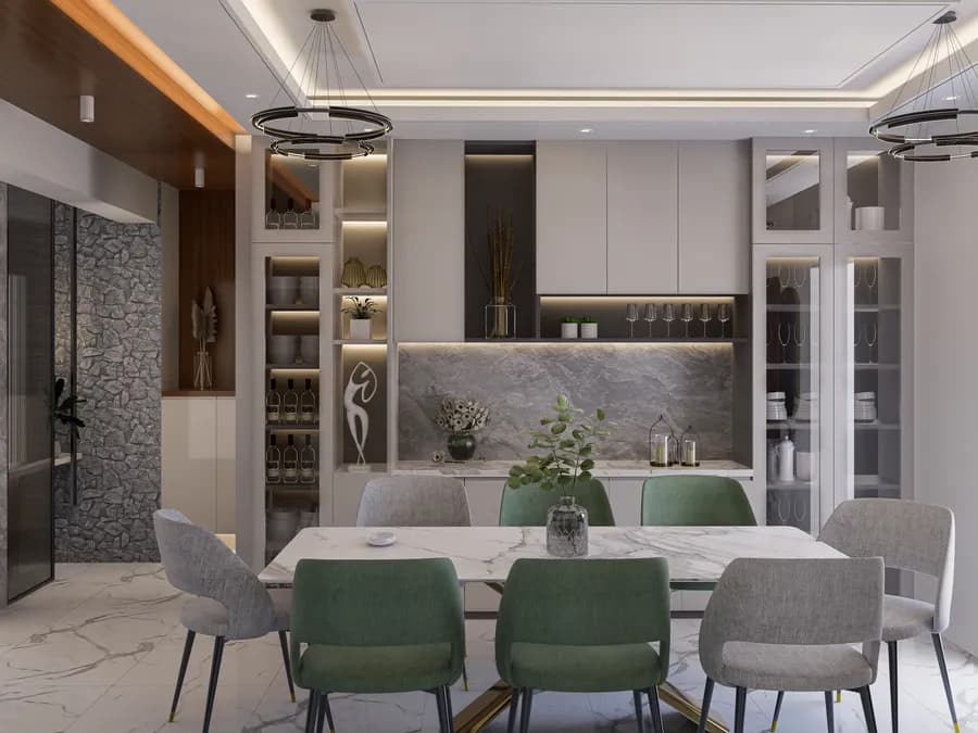 Minimalist apartment dining interior design in Dhaka