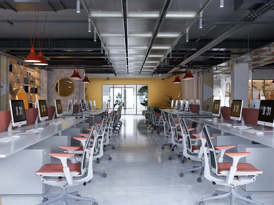 Creative open-plan office with natural lighting