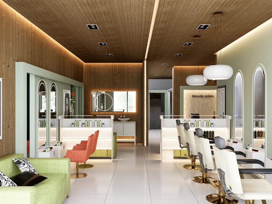Elegant salon interior with comfortable seating in Bangladesh