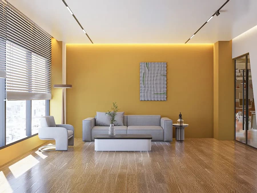 Corporate office featuring wooden panel walls