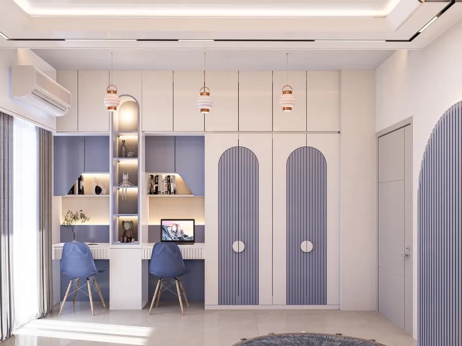 Minimalist child bedroom with study corner in Bangladesh