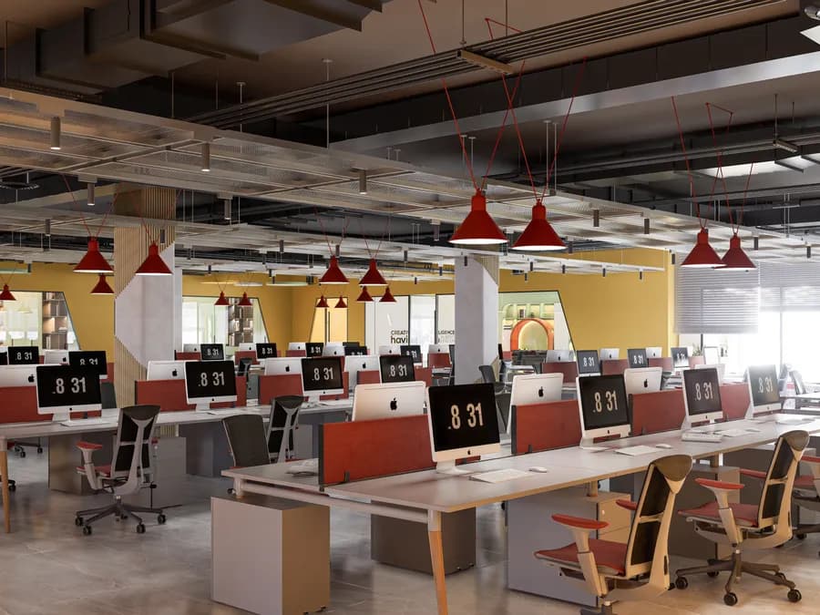 Contemporary office workstation layout
