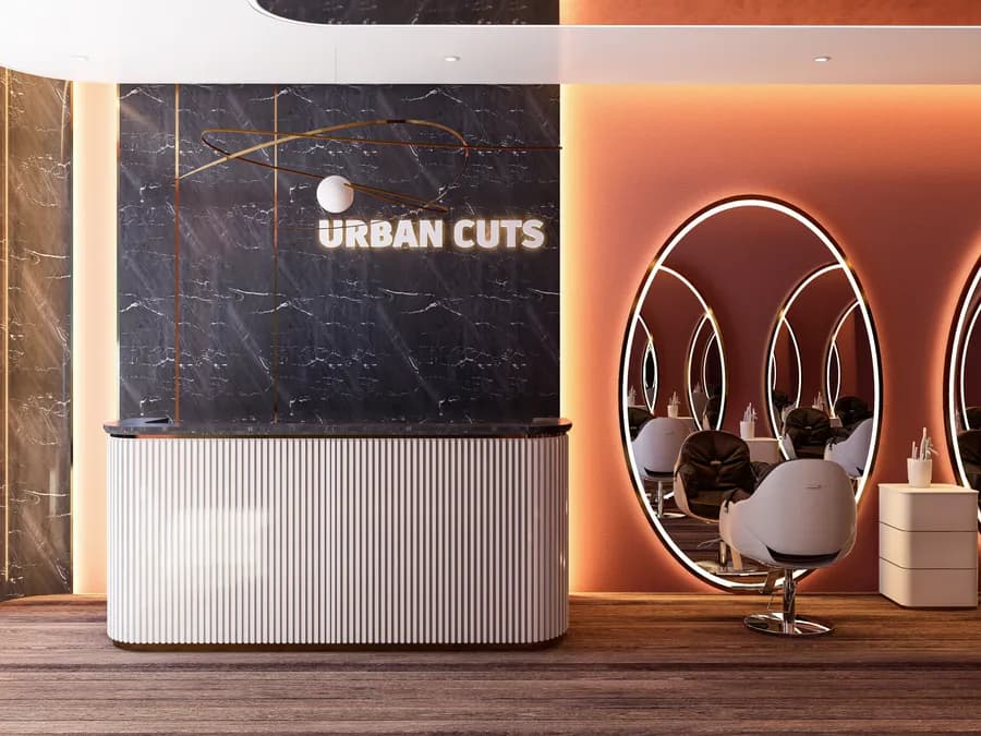 Luxury hair salon interior for men in Bangladesh