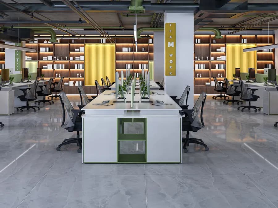 Modern curved wall design element in corporate office interior