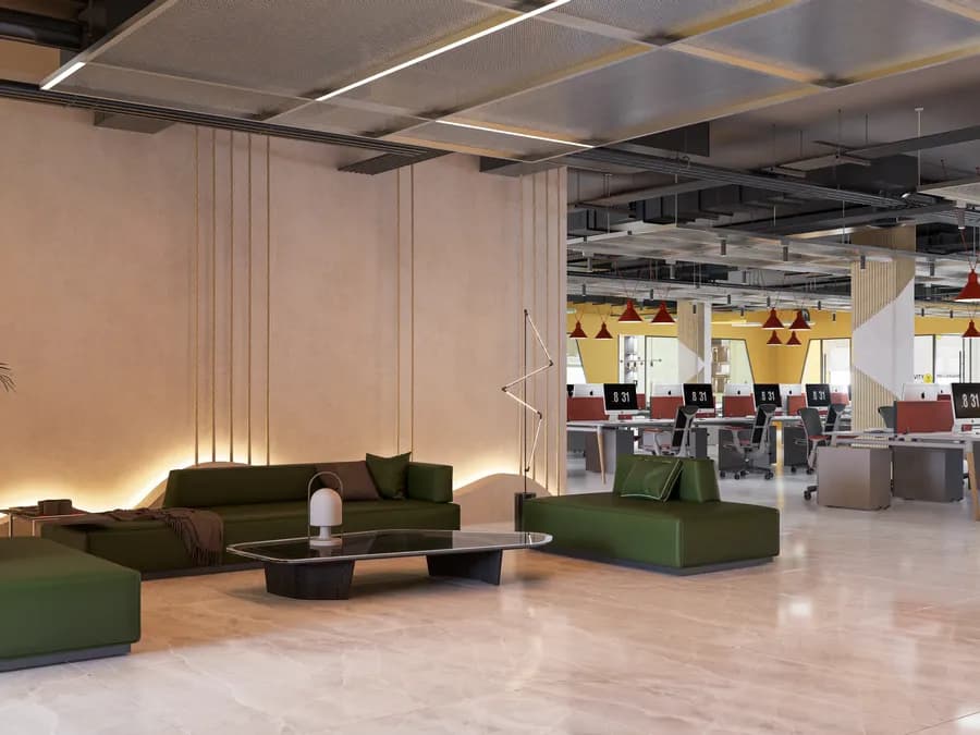 Office lounge area with modern furniture