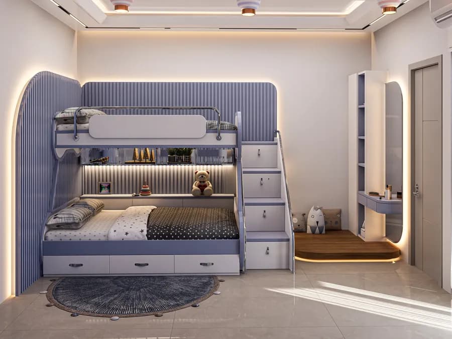 Functional and stylish child bedroom layout in Bangladeshi home
