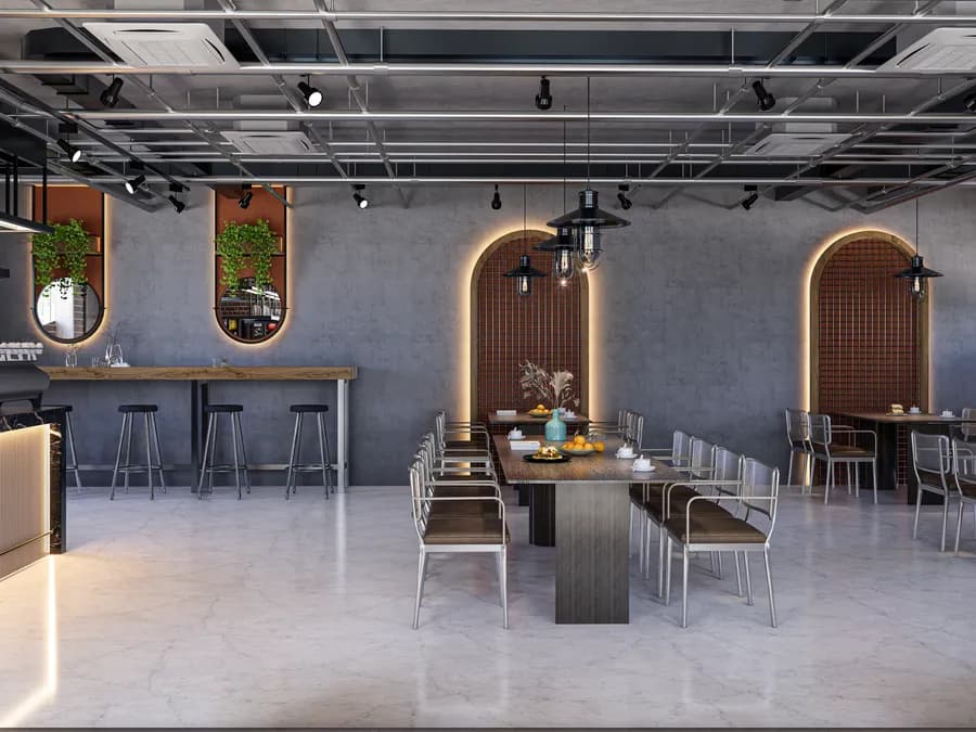 Minimalist café interior design in Dhaka with open space concept