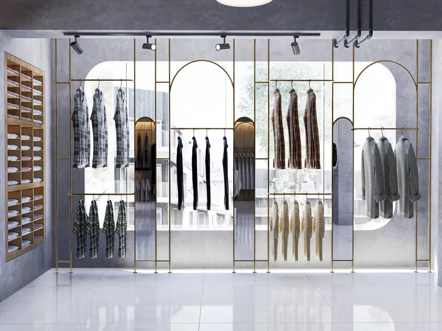 Fashion retail space with custom furniture and decor