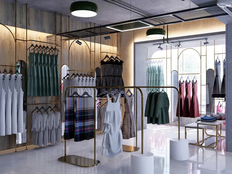 Modern fashion boutique interior with creative displays