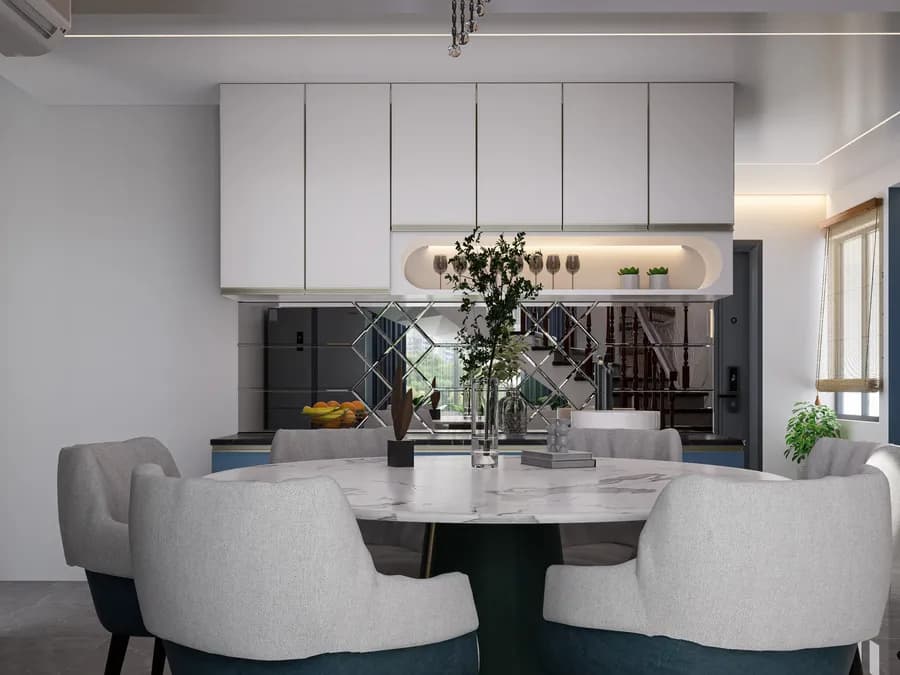 Contemporary duplex home with stylish dining space