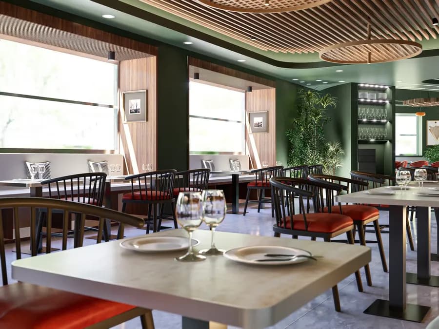 Modern restaurant interior design with cozy ambiance