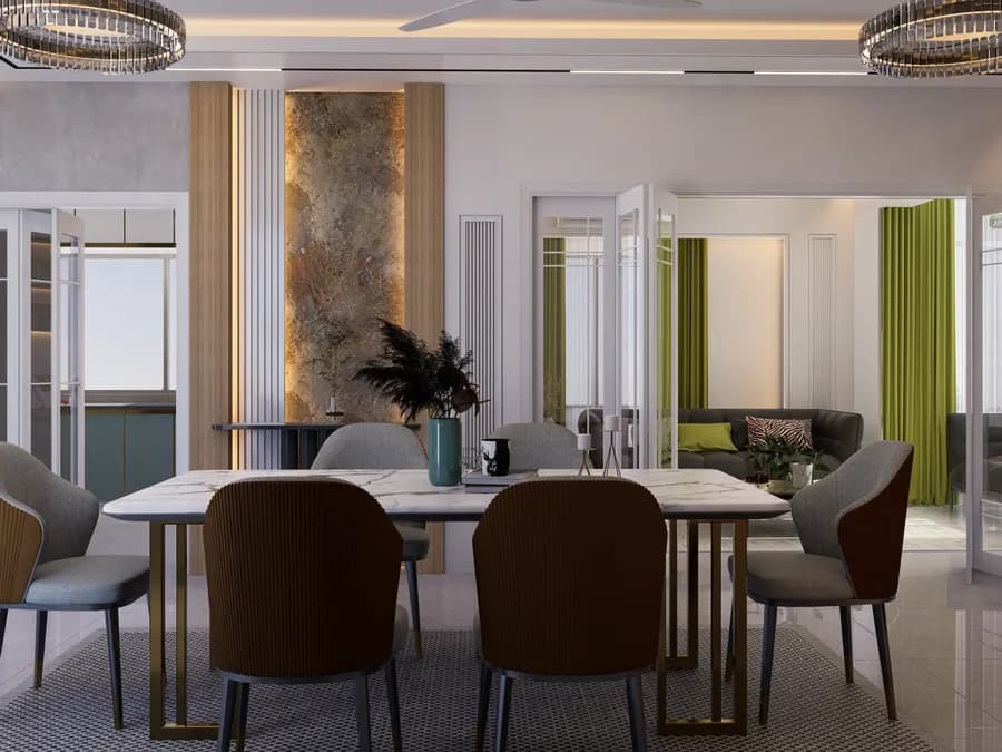 Luxury home design with modern artwork