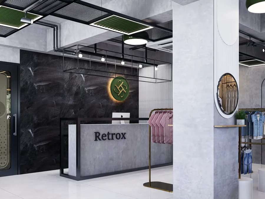 Fashion showroom interior highlighting brand collections