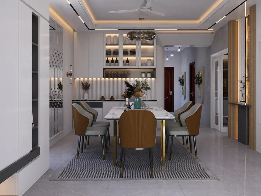 Minimalist home dining room design in Dhaka