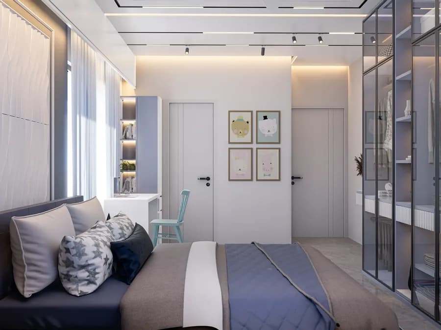 Smart small bedroom space-saving design