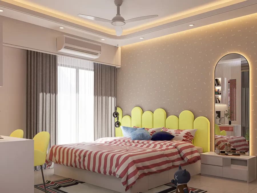 Minimalist children’s bedroom with smart storage