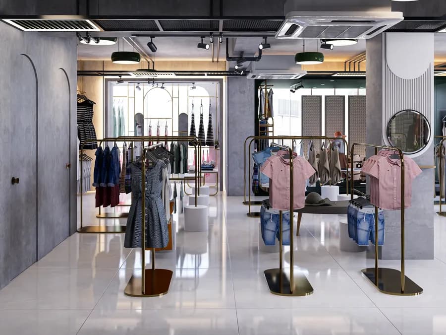 Retail clothing showroom with premium product display