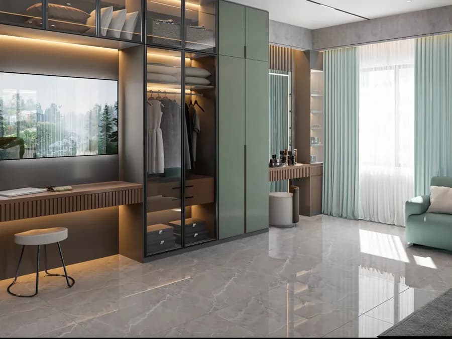 Spacious duplex master bedroom interior
