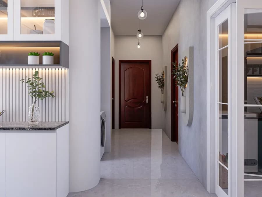 home interior with artistic furniture layout