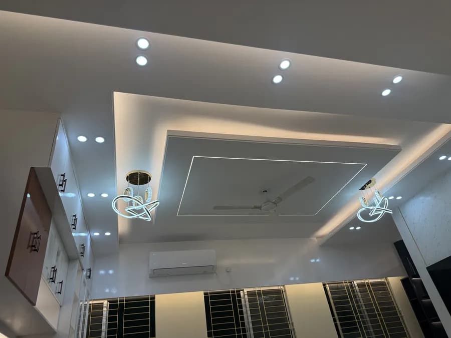 Open living and dining room design with pendant lighting