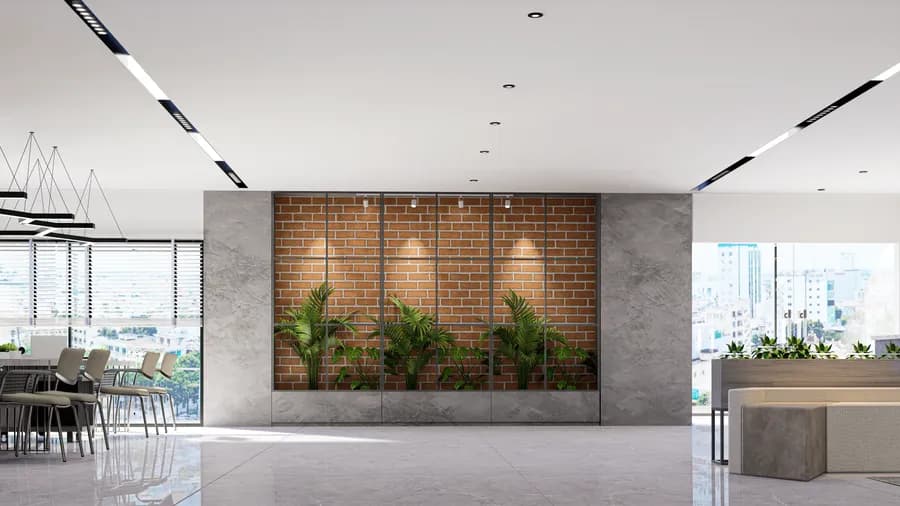 Open-plan travel agency interior with modern décor