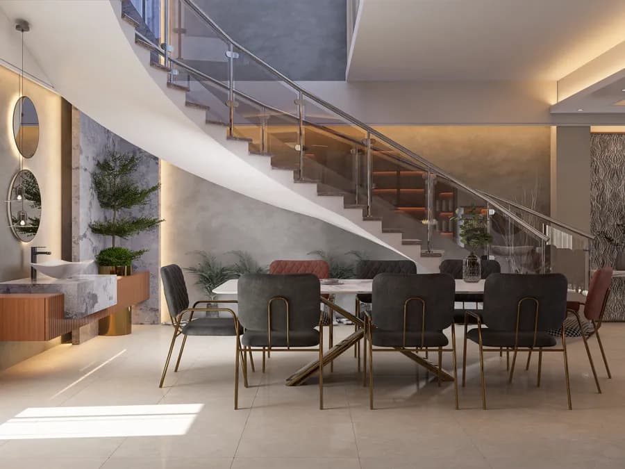 Modern duplex interior with cozy living space