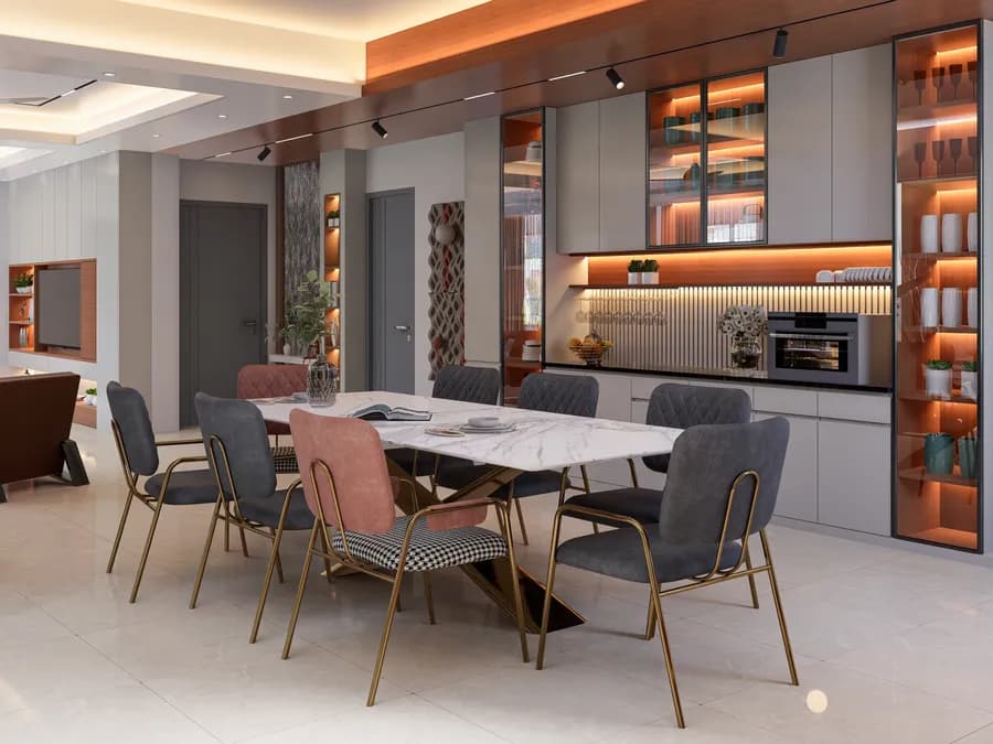 Open-plan duplex living room with natural lighting