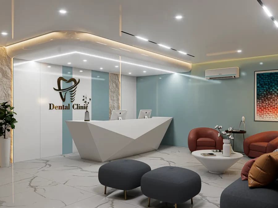 Modern dental clinic reception and treatment area in Dhaka