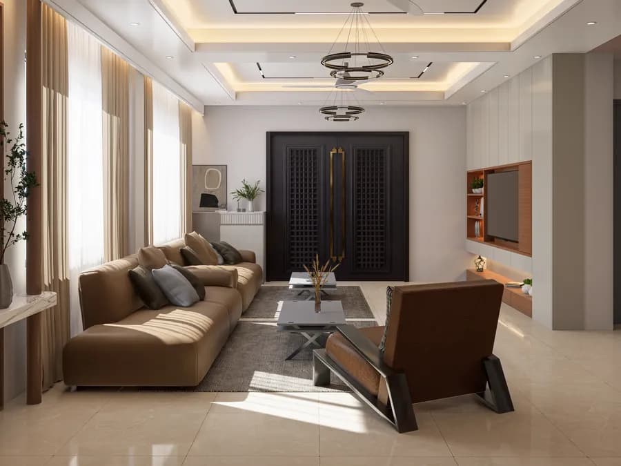 Modern duplex house living room with elegant décor