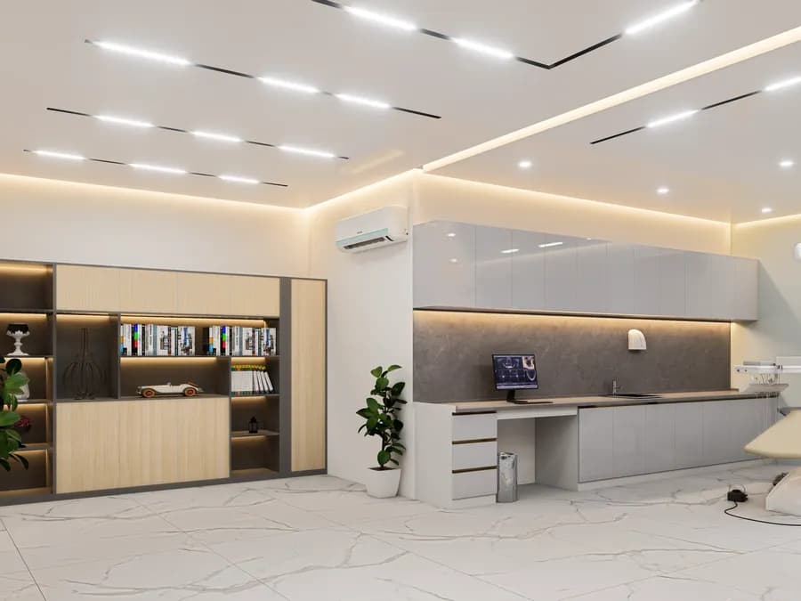 Luxury dental clinic design with comfortable seating in Dhaka