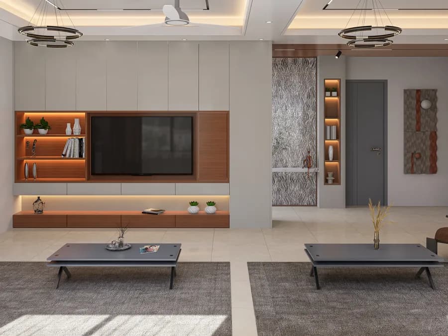 Luxury duplex living room design with premium finishes