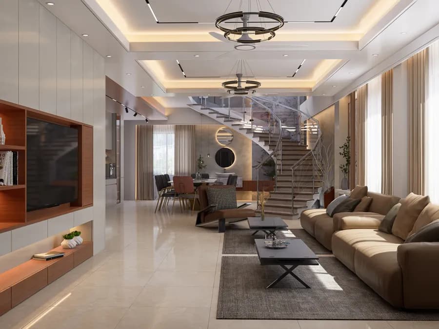 Modern duplex interior with cozy living space