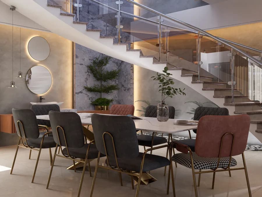 Elegant living room design for duplex home in Dhaka