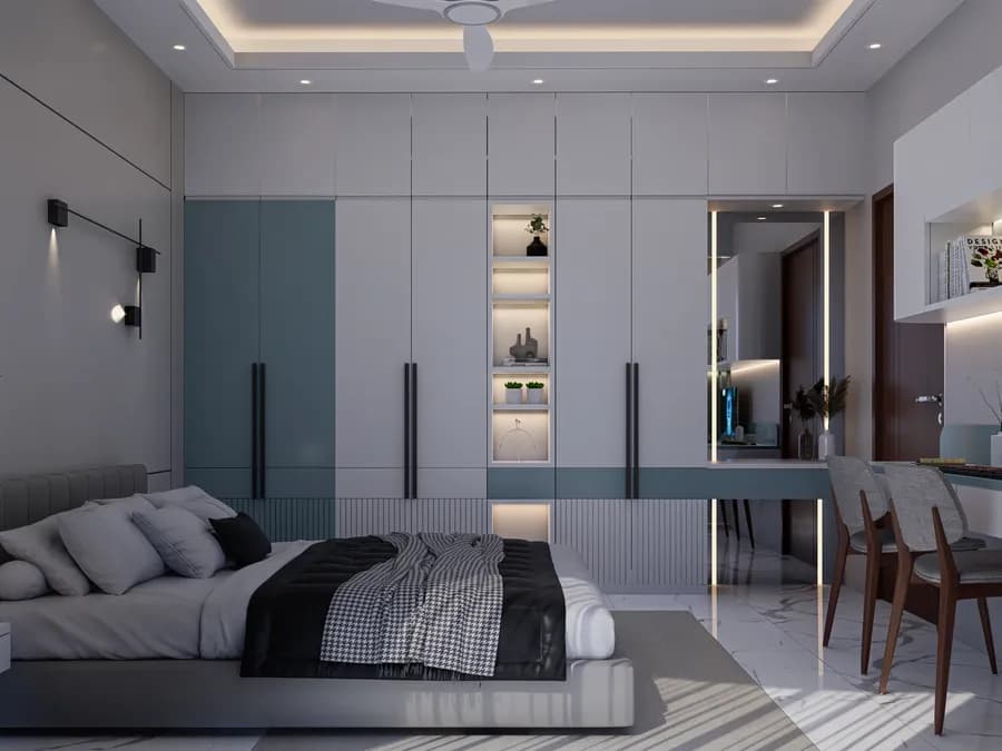 Modern master bedroom with balcony in Bangladesh