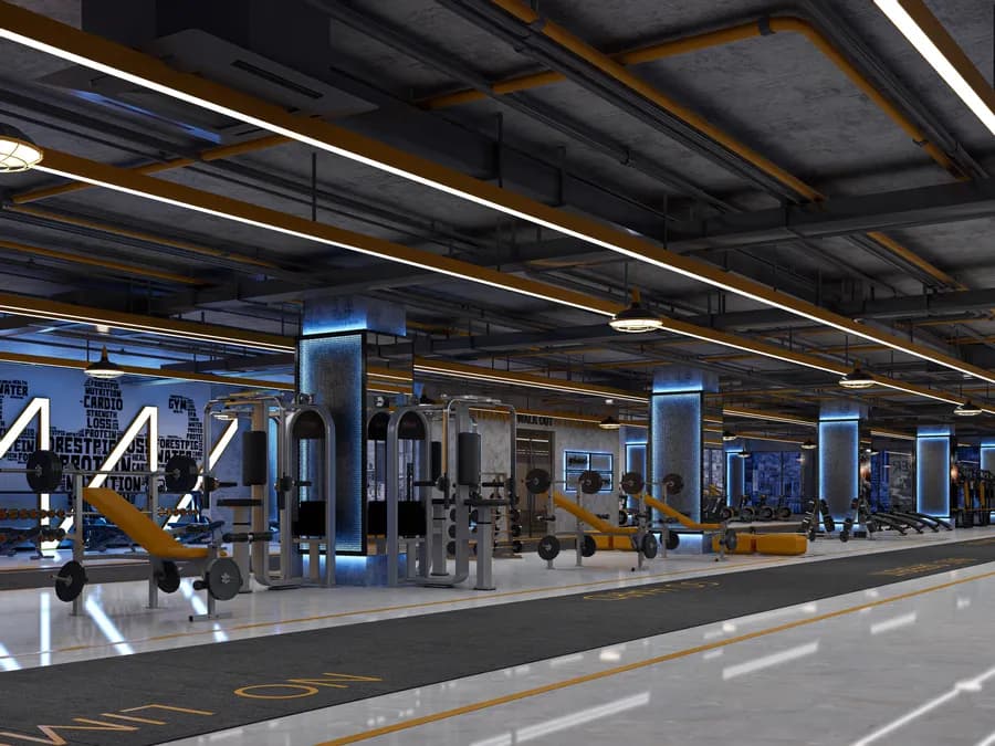 Interior of a premium gym with professional setup