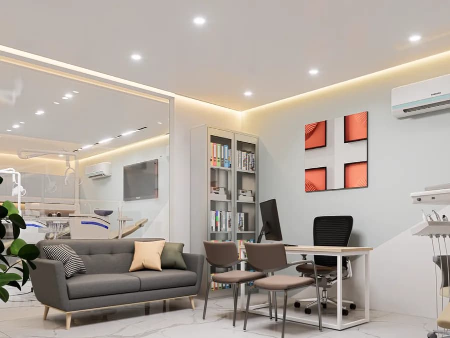 Professional dental office interior design with clean aesthetics