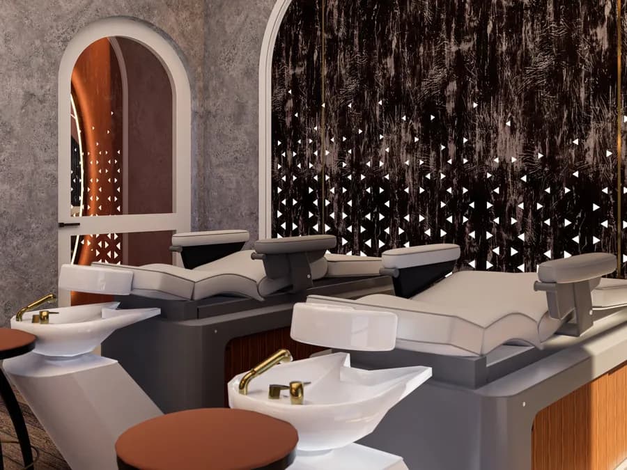 Professional men’s salon interior with stylish décor