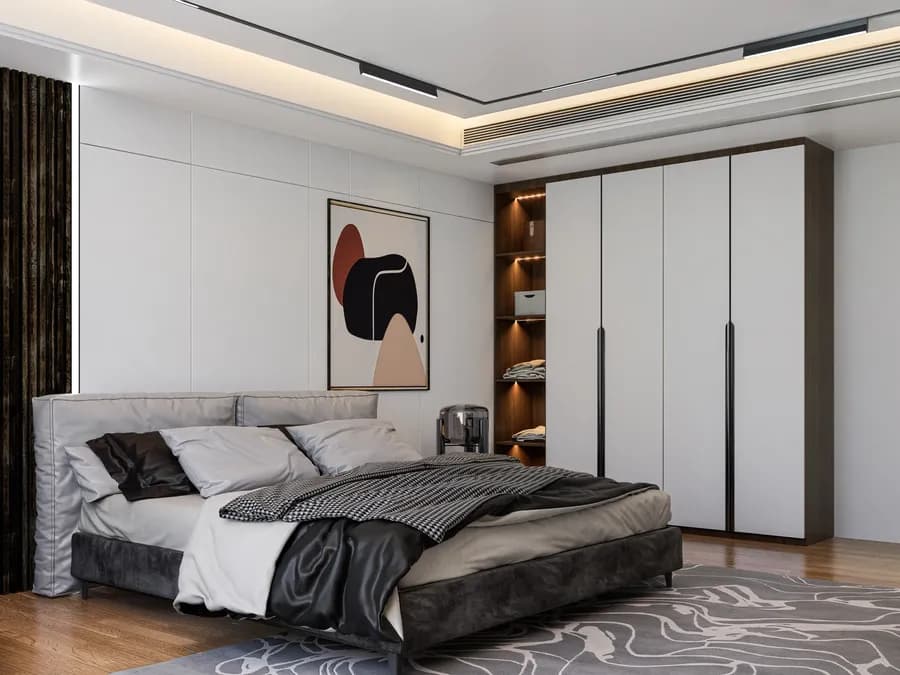 Smart bedroom design with minimalist storage solutions