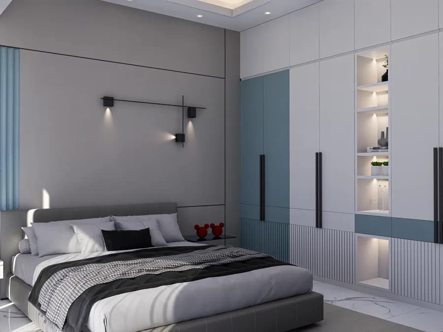 Contemporary master bedroom with warm lighting in Bangladesh