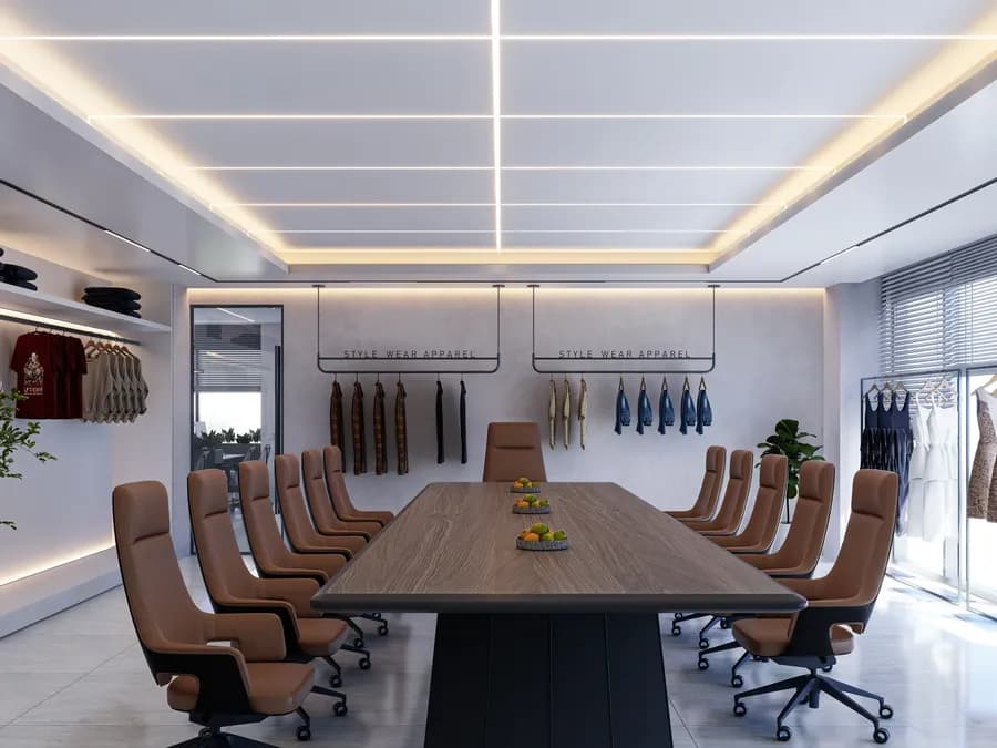 Luxury office conference room interior design with modern lighting