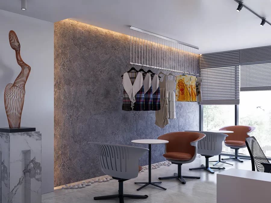Sophisticated office lounge interior with luxury décor elements