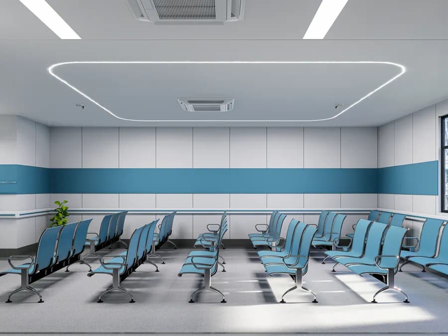 Patient-friendly healthcare reception counter interior design