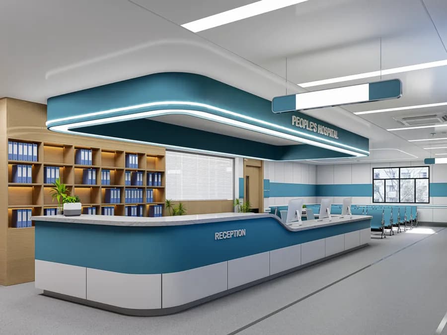 Modern clinic and hospital interior with advanced lighting